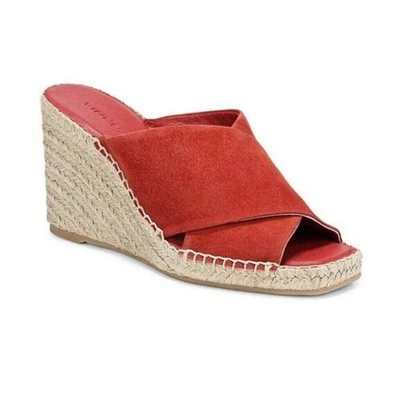 Vince Gaelan Wedge Espadrille Sandal Red Clay Sz 9.5M Retail $350 - Picture 1 of 11